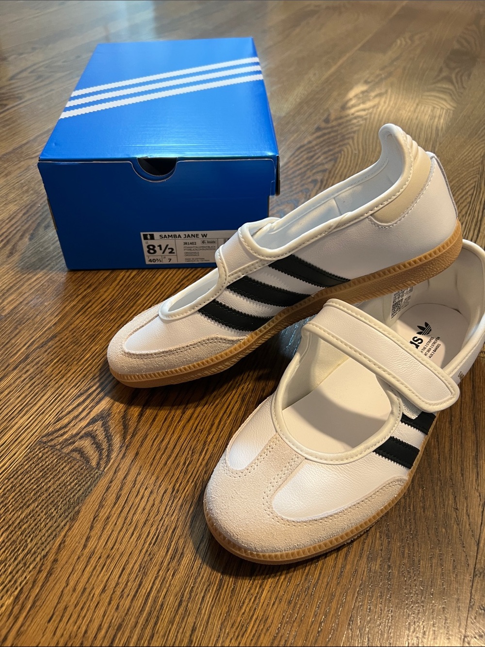 adidas Samba White Mary-Jane Sneaker with Black Stripes Gum Sole. NWT. Size 8.5 - Picture 9 of 13